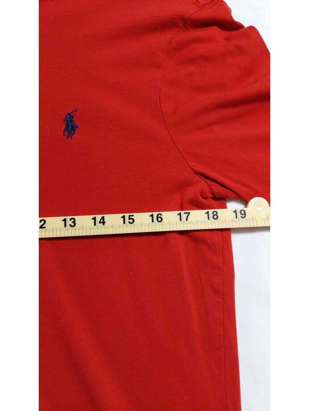Polo Ralph Lauren Red Long Sleeve Shirt with Blue Logo - Picture 5 of 6